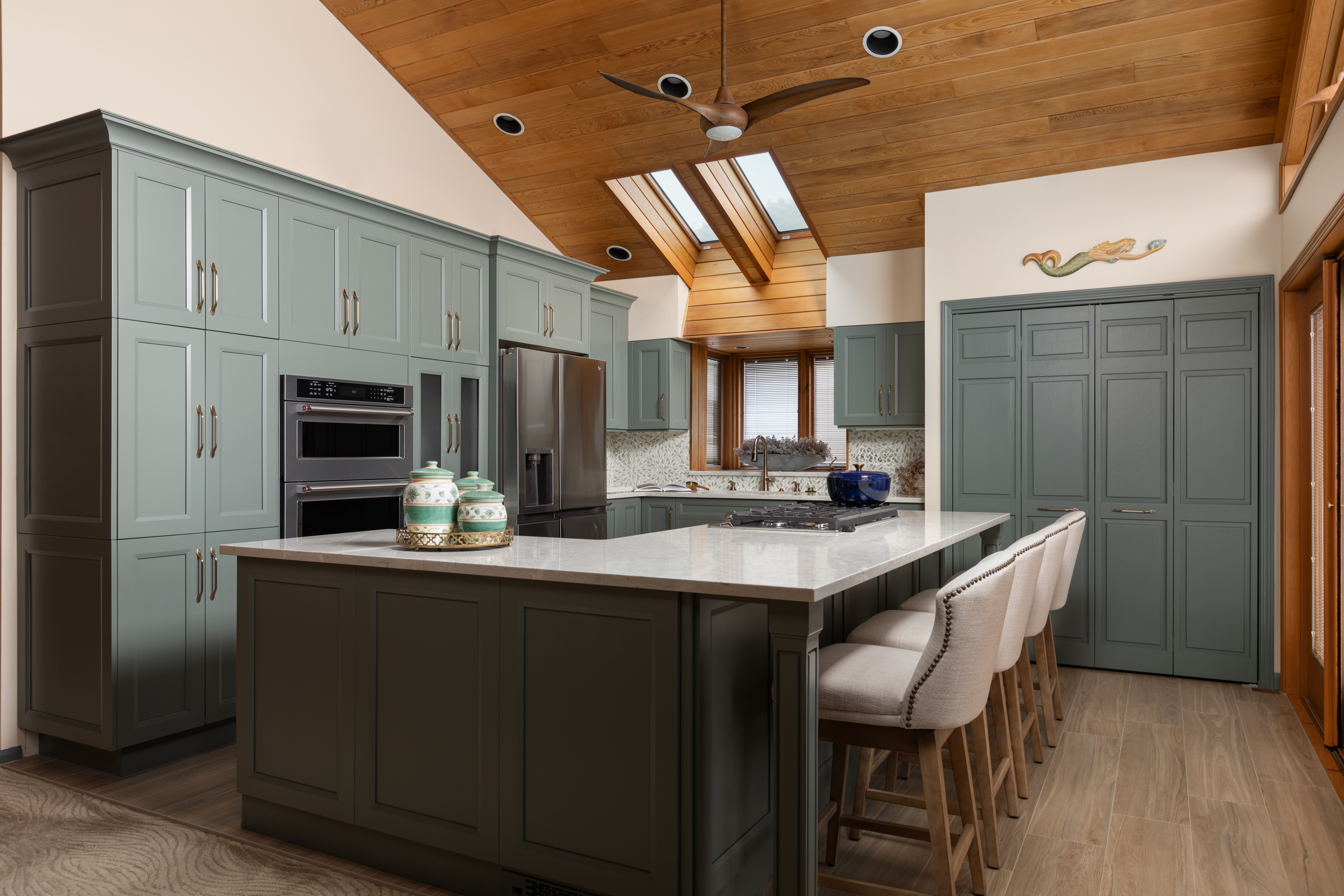 Classic green painted shaker kitchen on LBI
