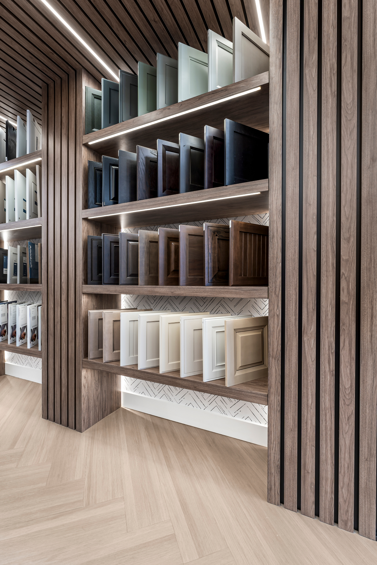 Universal Cabinet Design showroom door displays.